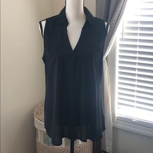 Express silky v-neck button down
